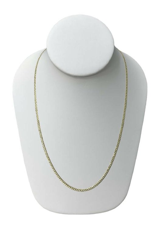 Cadena en Oro amarillo real de 10 quilates Modelo cubano brillante, clásico para hombre resistente para colgantes y abalorios con cierre de langosta , 2.5 milímetro de ancho y 24 pulgadas de largo.